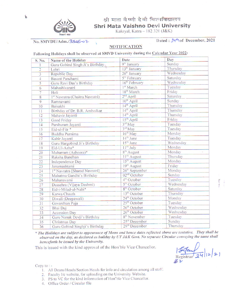 Holiday calendar year 2022 pdf
