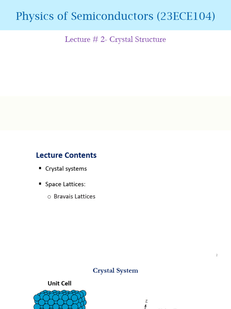 Crystal Structure and Bravais Lattices | PDF | Crystal Structure ...
