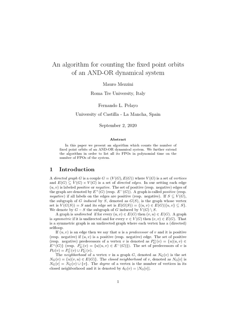 Counting Fixed Point Orbits in AND-OR Systems | PDF | Vertex (Graph ...