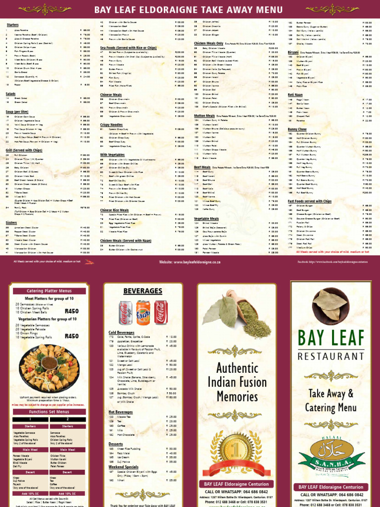 Bay Leaf Eldoraigne Takeaway Menu | PDF | Hamburgers | Curry