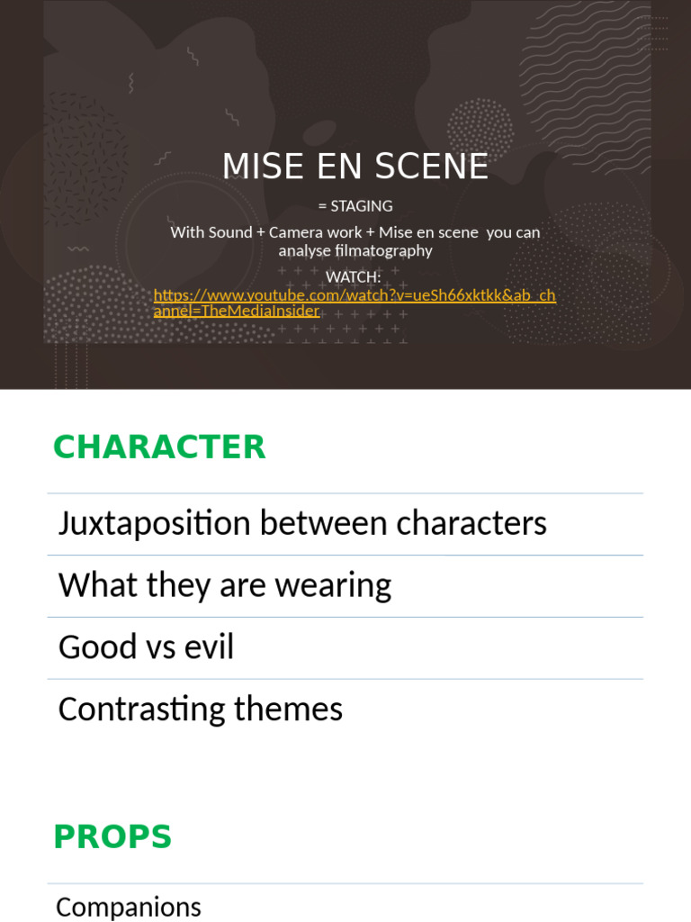 Mise en Scene Task | PDF