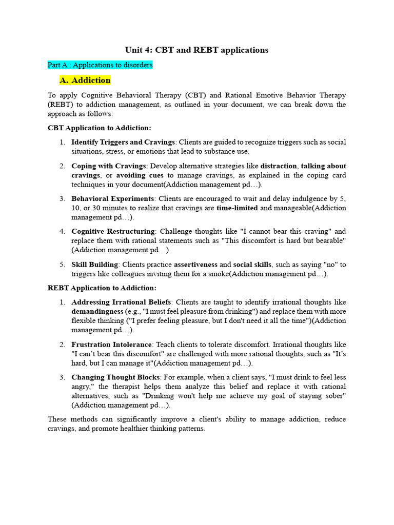 Unit 4 (A & B) | PDF | Rational Emotive Behavior Therapy | Cognitive ...