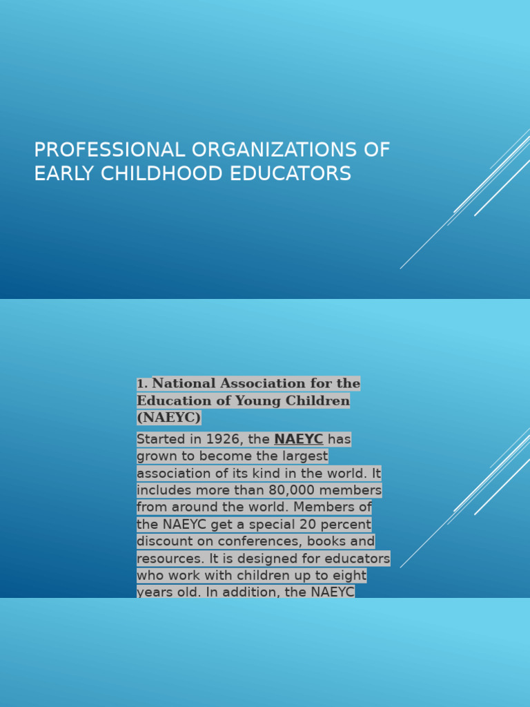 Early Childhood Education Organizations | PDF | Social Institutions ...