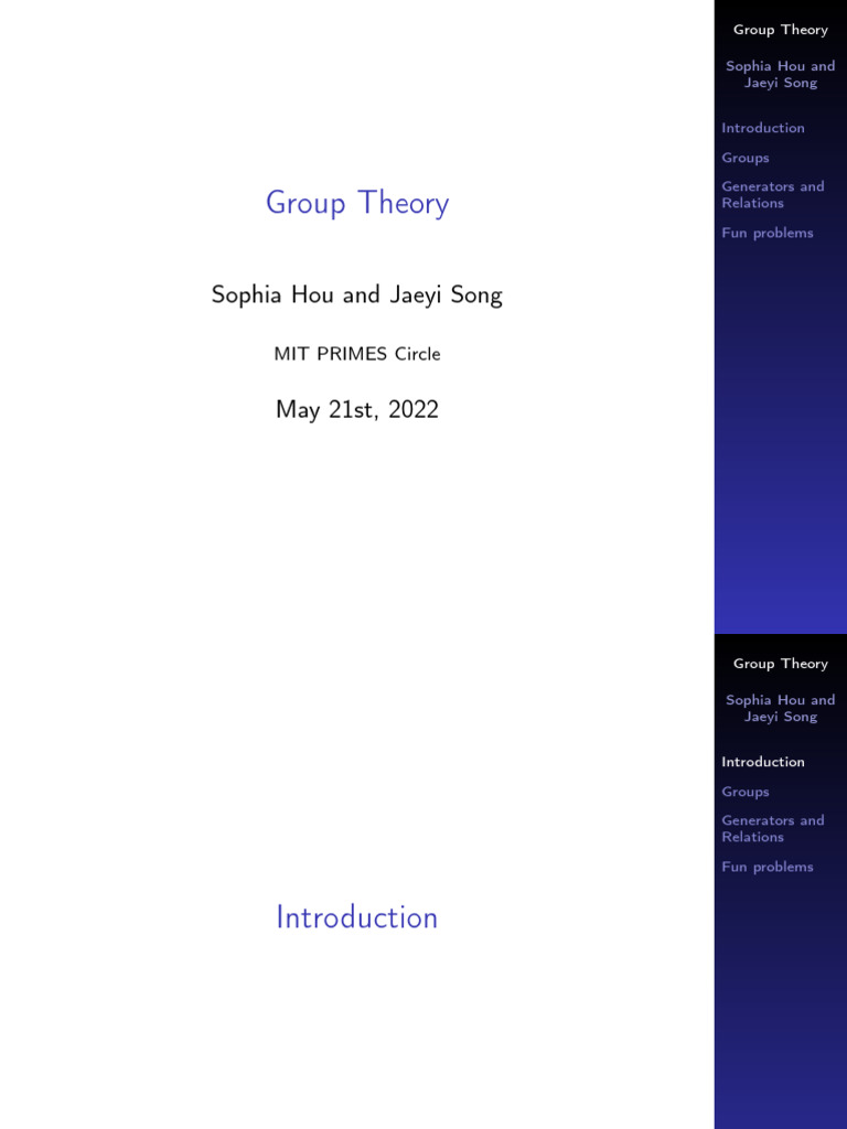 Introduction to Group Theory | PDF | Group (Mathematics) | Matrix ...
