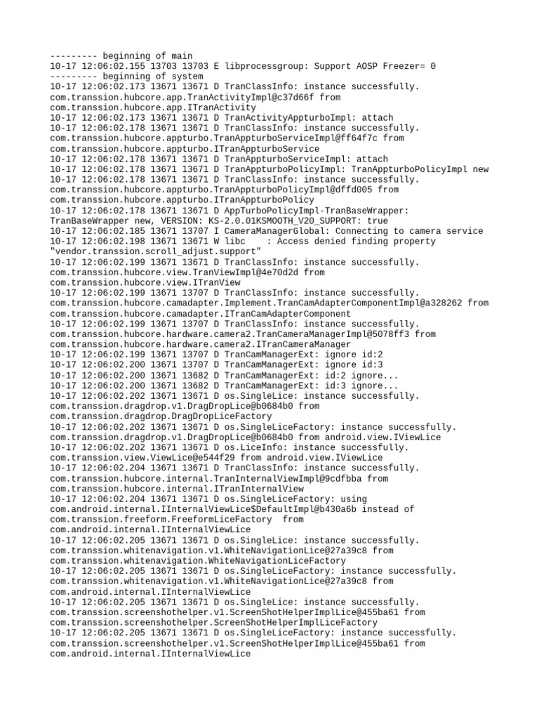 Transsion Hubcore Log Analysis | PDF | Software | Computing