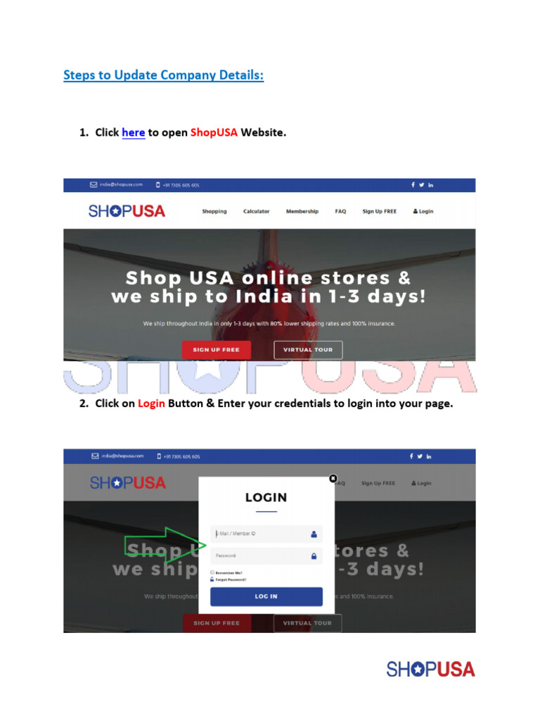 Update Your Company Details on ShopUSA | PDF