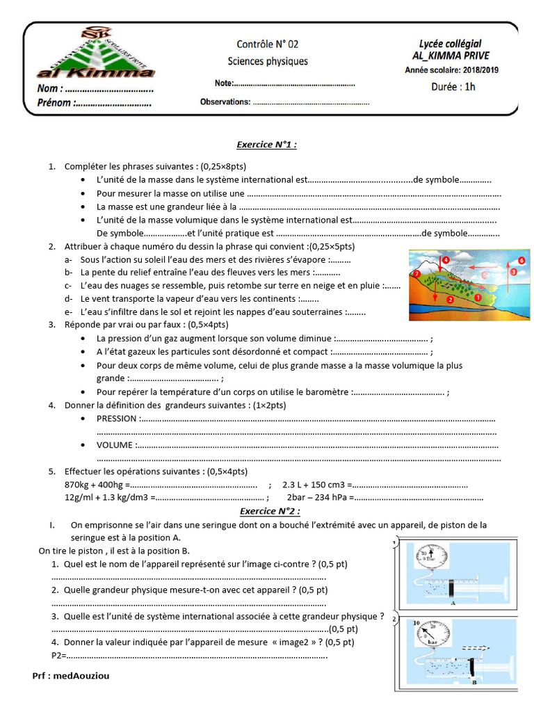 Concepts de masse et pression en physique | PDF | Pression | Particule