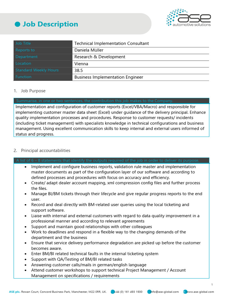 JD - Technical Implementation Consultant 2024 | PDF | Microsoft Excel ...