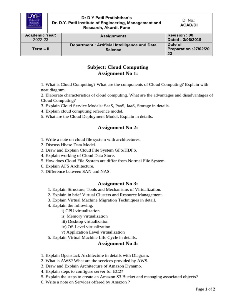 ACAD-DI - Assignments - CC | PDF | Cloud Computing | Virtualization