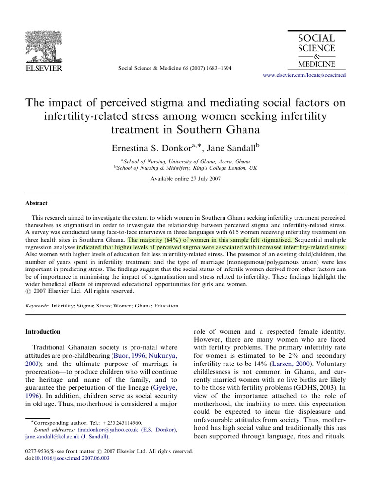 The Impact of Perceived Stigma and Mediating Social Factors On ...