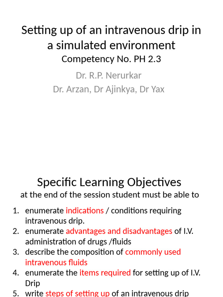 Intravenous Drip Setup Guide | PDF | Intravenous Therapy | Clinical ...