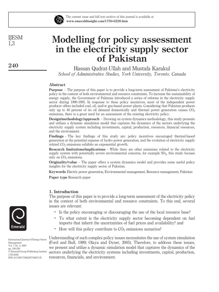 Pakistan Electricity Policy Assessment | PDF | Electricity Generation ...