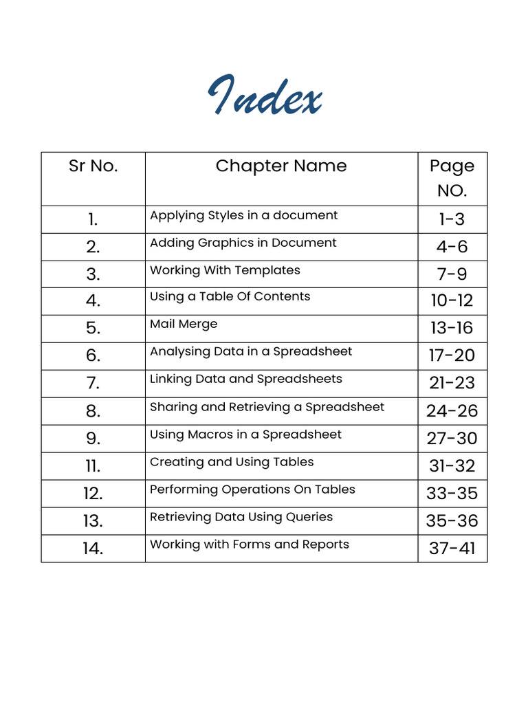 Sr No | PDF