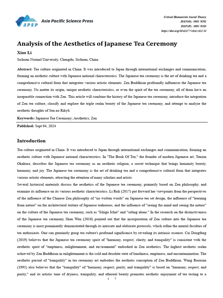 Aesthetics of the Japanese Tea Ceremony | PDF | Zen