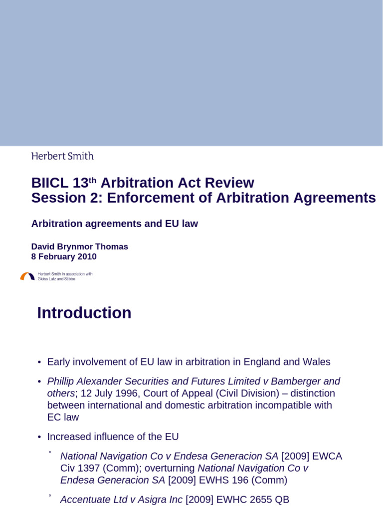 4938 Biicl - Arbitration Agreements and Eu Law Presentation | PDF ...