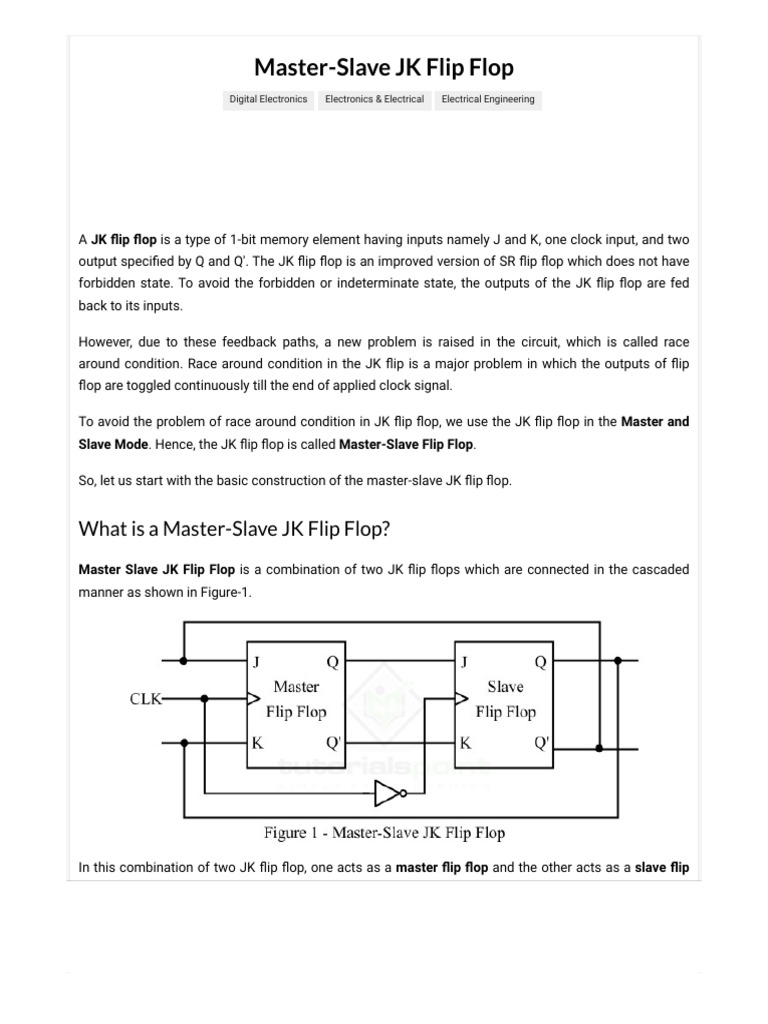 Master-Slave JK Flip Flop | PDF | Electronic Design | Electrical Circuits