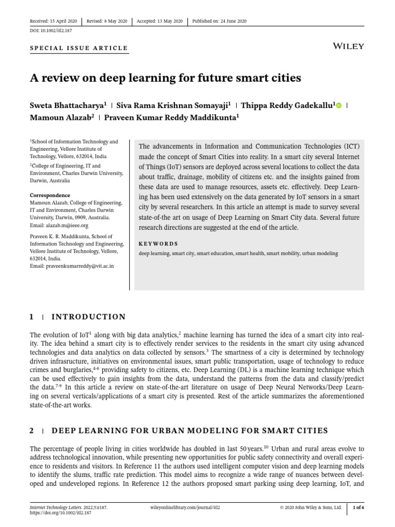 Deep Learning Applications in Smart Cities | PDF | Internet Of Things ...