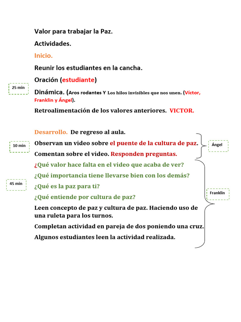 Actividades para Fomentar la Paz | PDF