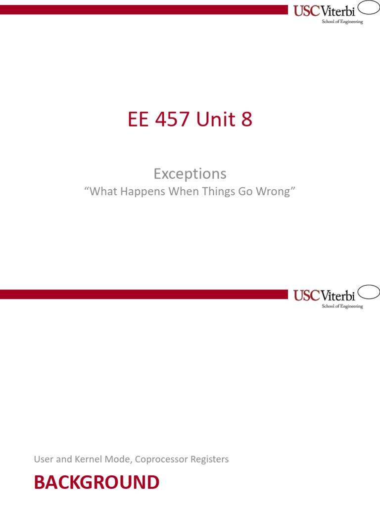 EE457Unit8 Exceptions | PDF | Operating System | Kernel (Operating System)