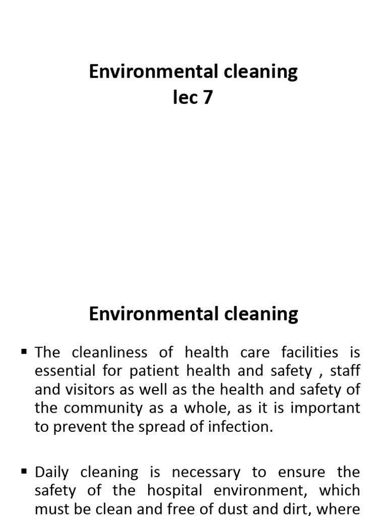 Environmental Cleaning Lec 7 | PDF | Disinfectant | Hygiene
