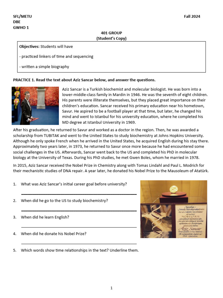 401 GWHO 1 SS (Simple Biographies) | PDF