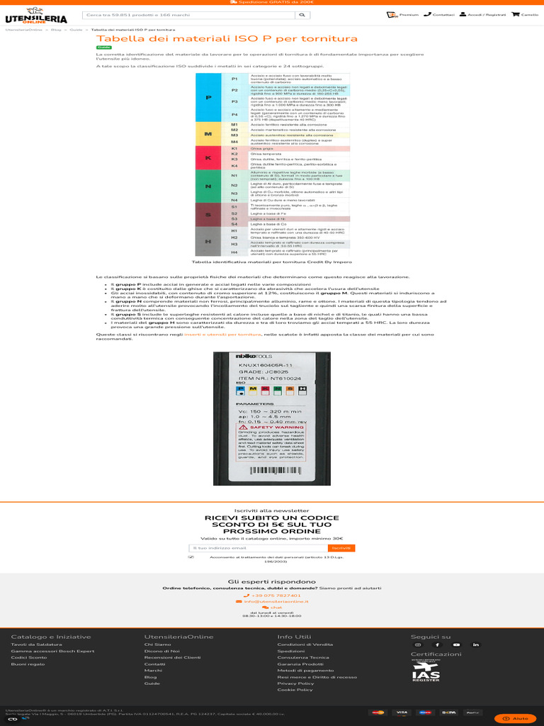 12 Tabella Dei Materiali ISO P Per Tornitura | PDF