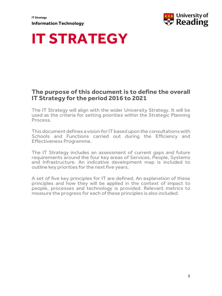 IT Strategy 2016-2021 Overview | PDF | Performance Indicator | Cloud ...