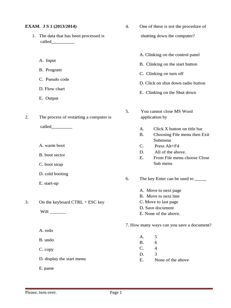 Computer Basics Quiz | PDF | Information | Booting