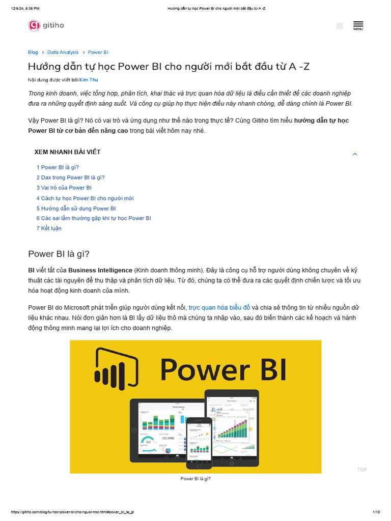 Hướng dẫn tự học Power BI cho người mới bắt đầu từ A -Z | PDF