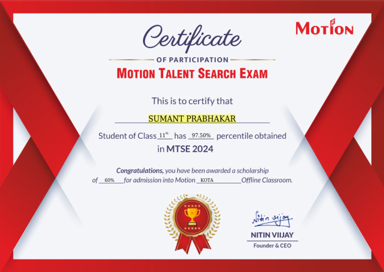 Sumant Prabhakar Mtse Certificate | PDF