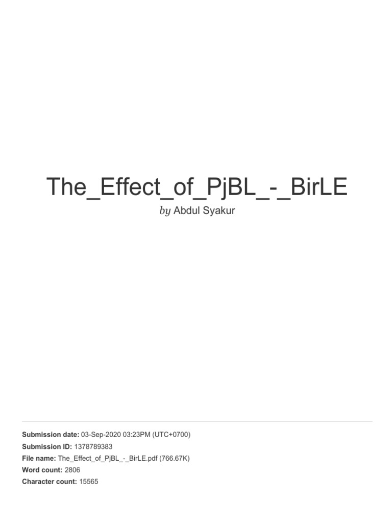 S The Effect of PJBL - BirLE | PDF