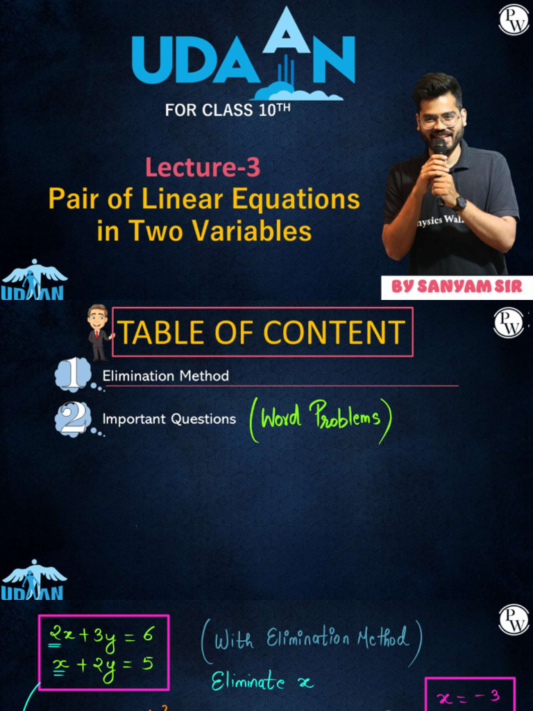 Pair of Linear Equations in 2 variables 03 _ Class Notes | PDF