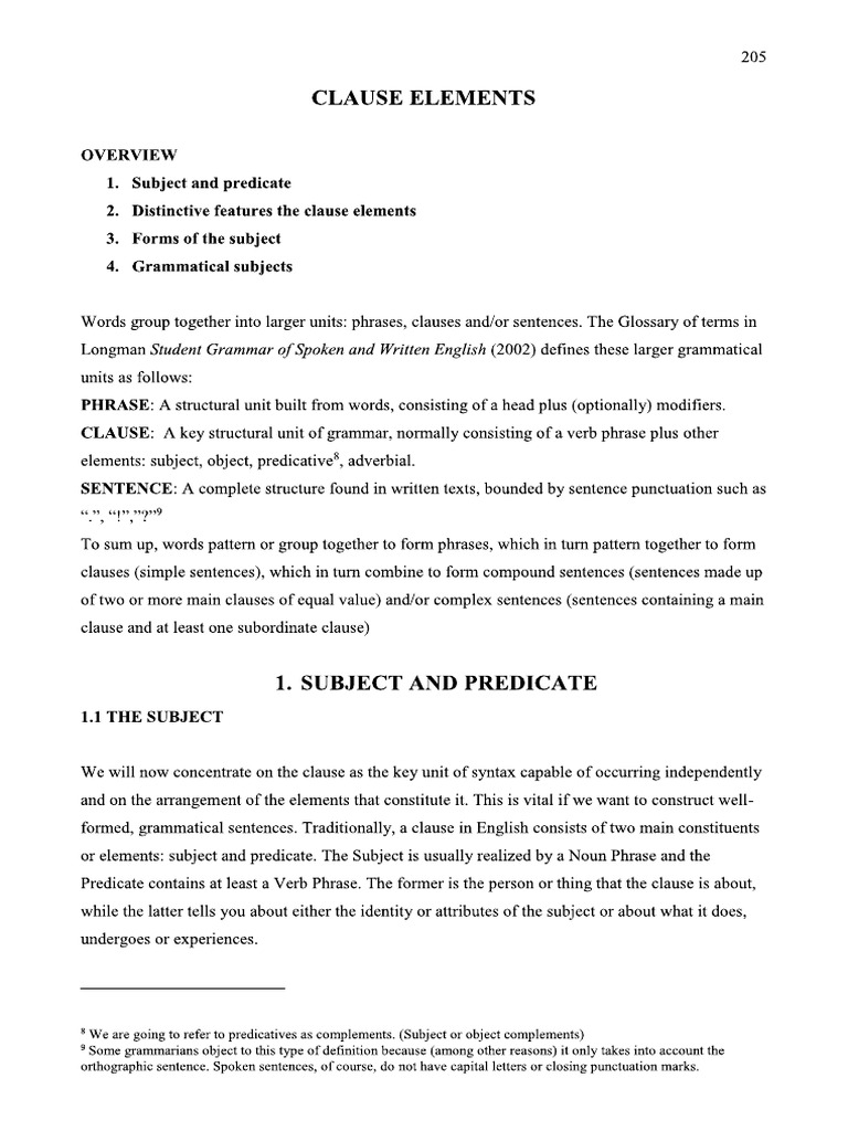 COMPLEX GRAMMATICAL UNITS_SUBJECT_PREDICATE | PDF | Clause | Subject ...