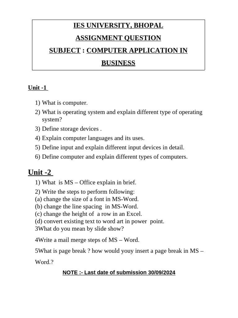Computer Applications in Business Overview | PDF