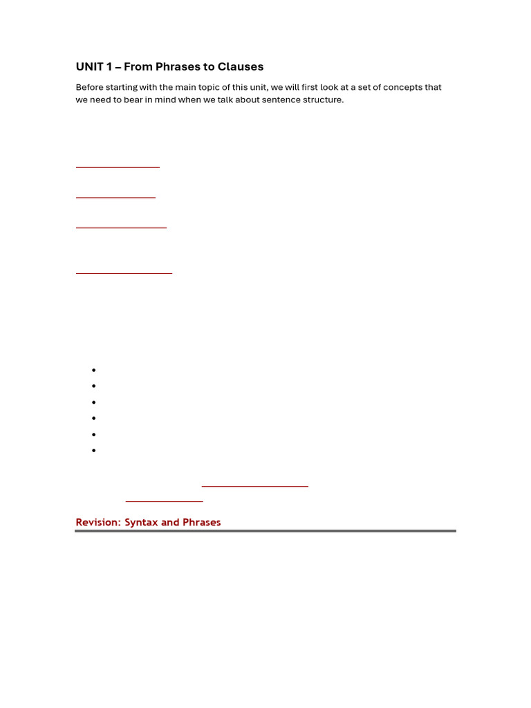 Analyzing English Phrases And Clauses Pdf Phrase Verb