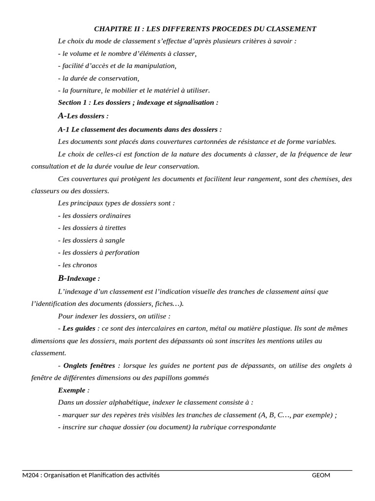 Procédés de Classement des Documents | PDF | Business | Planification