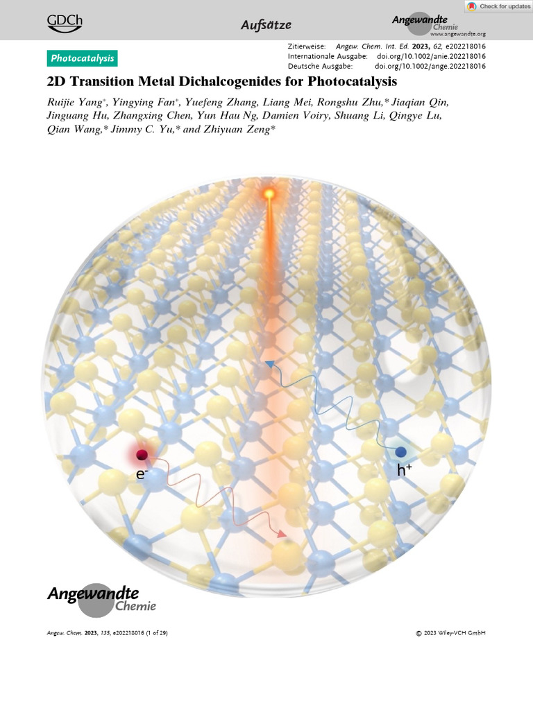 2D Transition Metal Dichalcogenides in Photocatalysis | PDF | Band Gap ...