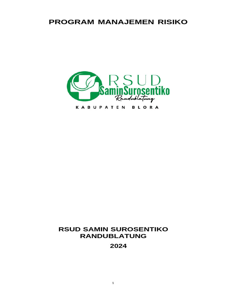 Program Manajemen Risiko RSUD Samin 2024 | PDF
