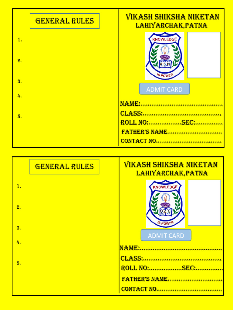 Admit Card Yellow | PDF