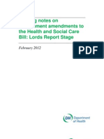 Briefing Notes On Government Amendments To The Health and Social Care Bill: Lords Report Stage