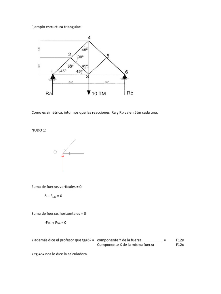 Análisis de Fuerzas en Estructura Triangular | PDF | Matemáticas ...