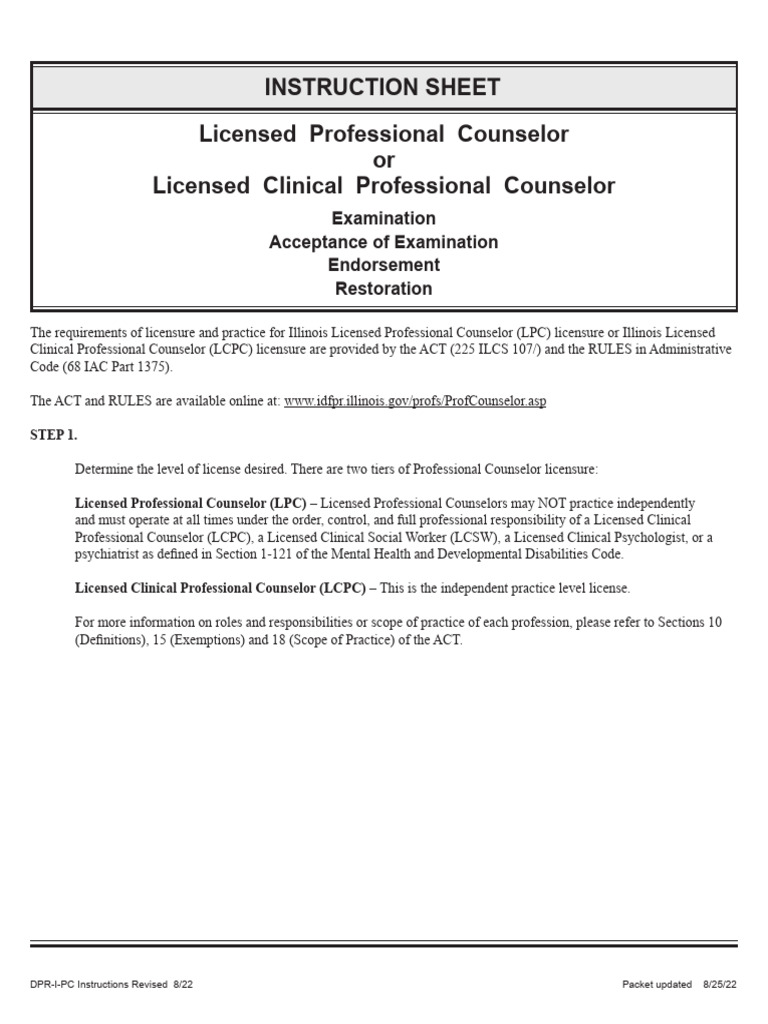 Illinois LPC and LCPC Licensure Guide | PDF