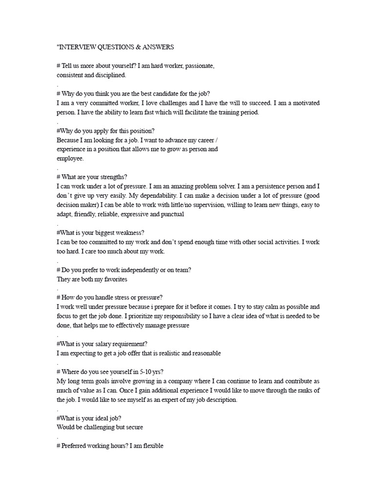 Essential Interview Questions & Answers | PDF