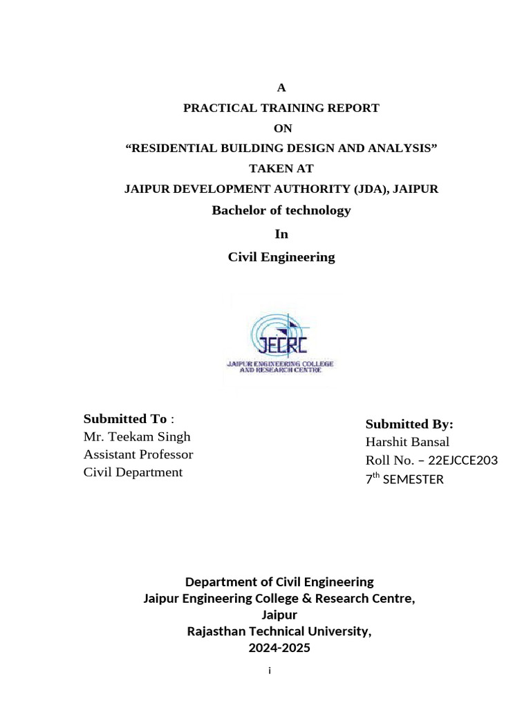 Residential Building Design Report | PDF | Bending | Beam (Structure)
