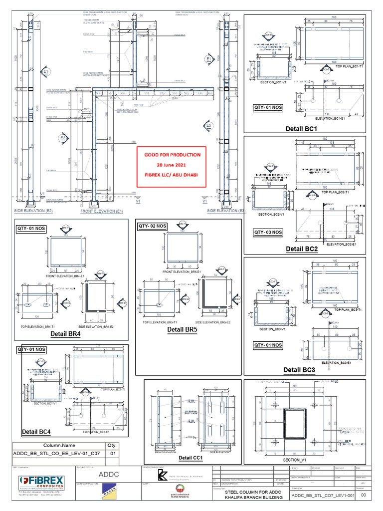 Steel Column Design for ADDC Project | PDF