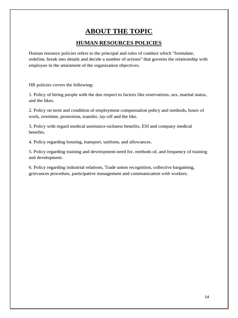 Comprehensive HR Policies Overview | PDF | Human Resources ...