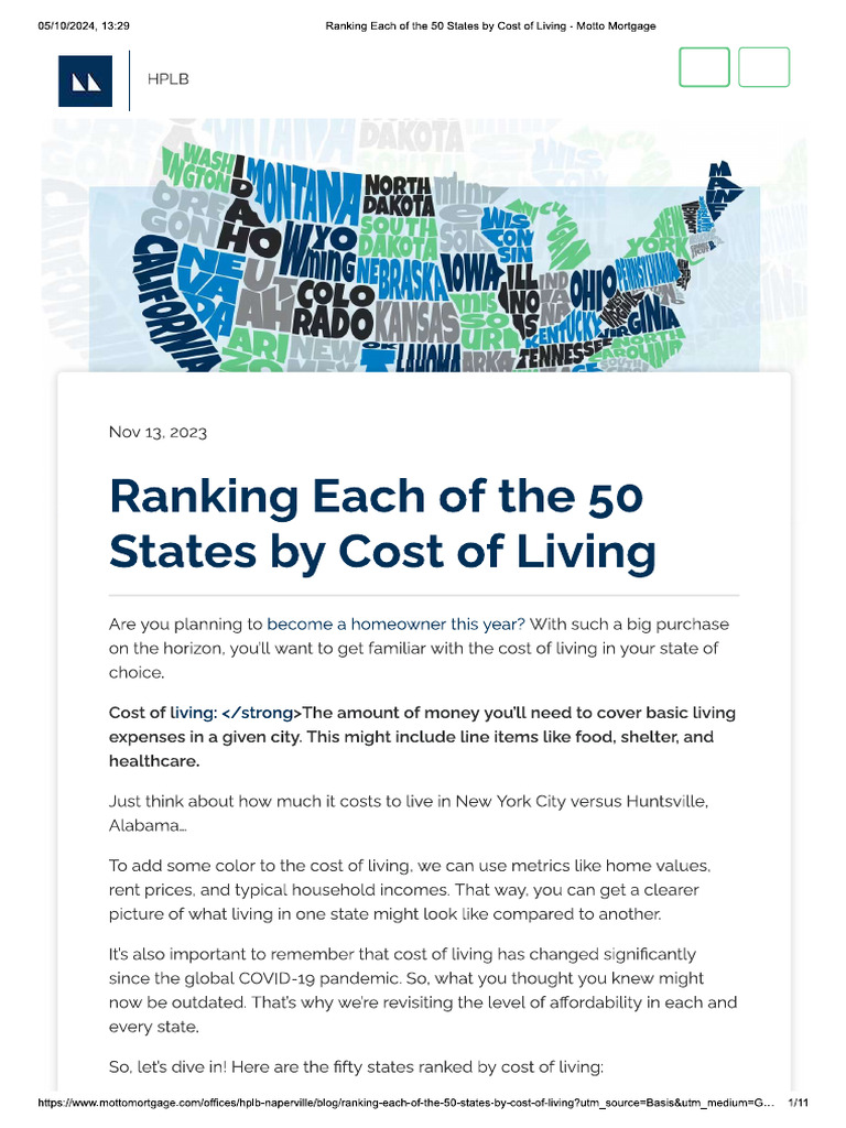 Cost of Living in Each US State | PDF