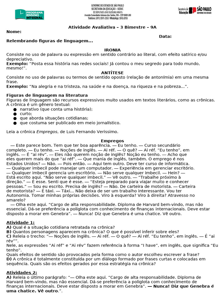 Figuras de Linguagem em Crônicas Literárias | PDF | Metáfora