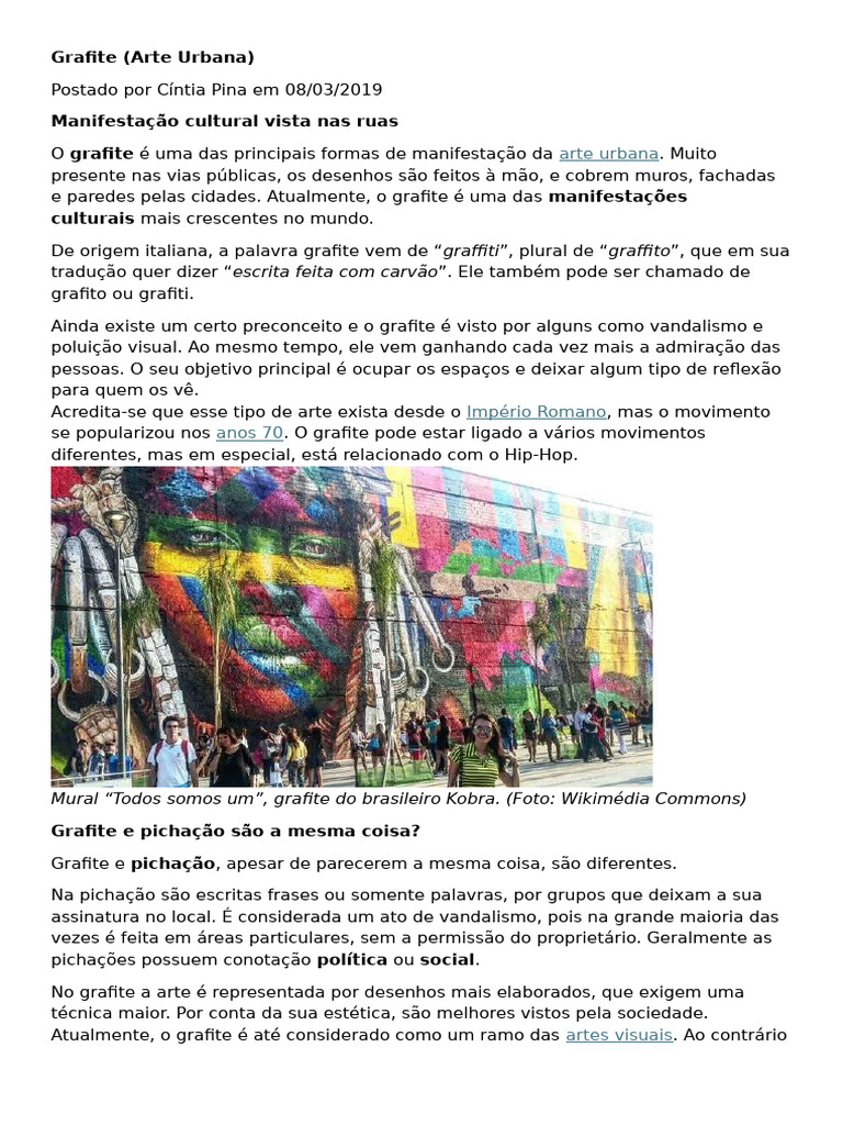 História do Grafite e sua Evolução | PDF | Pichação | Arte de rua
