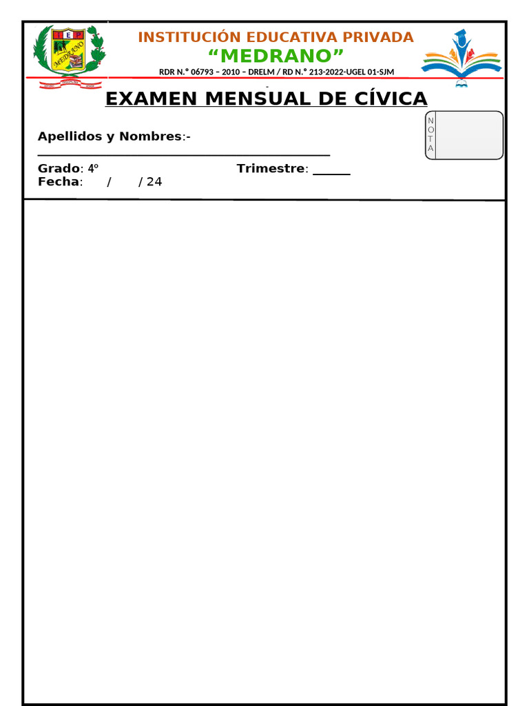 Examen de Cívica 4°oficial | PDF